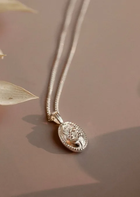 Forget-Me-Not Oval Cremains Urn Necklace - Sterling Silver — product image 13