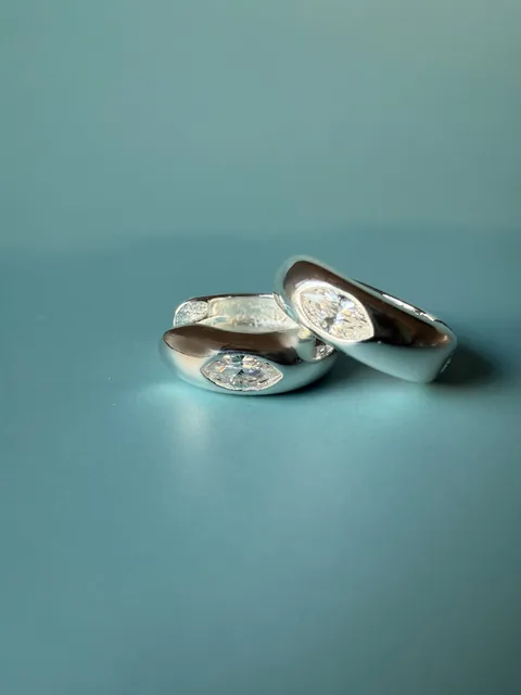Marquise Cut Diamond Hoops - Sterling silver — product image 3
