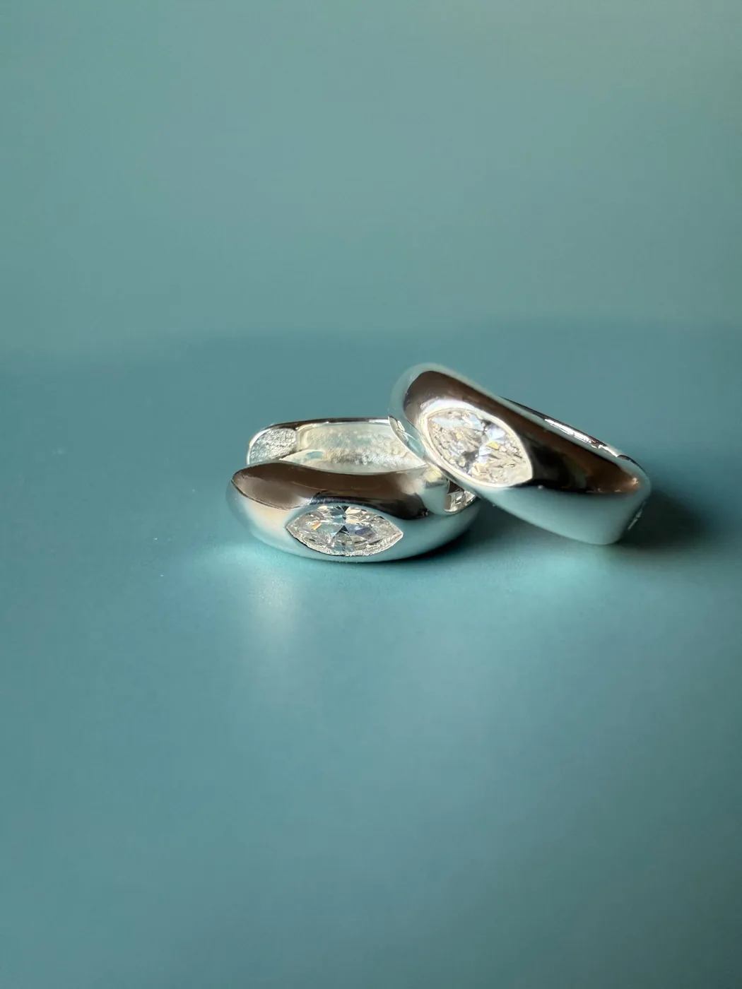 Marquise Cut Diamond Hoops - Sterling silver — product image 3