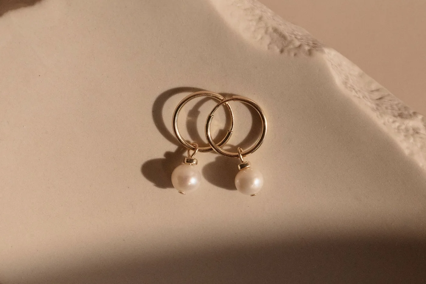 Pearl Huggie Hoops - 14k Gold Filled — product image 2