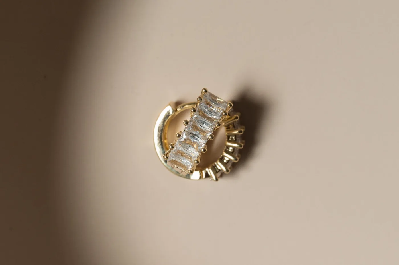 Baguette Diamond Hoop Earrings - 14k Gold Filled — product image 4