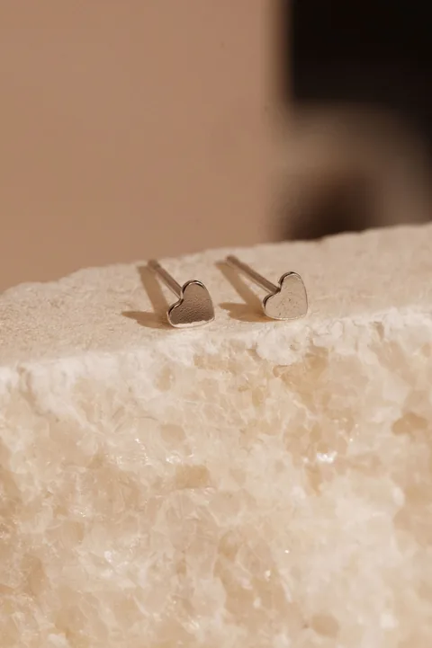 Mini Heart Stud Earrings - Sterling Silver — product image 1