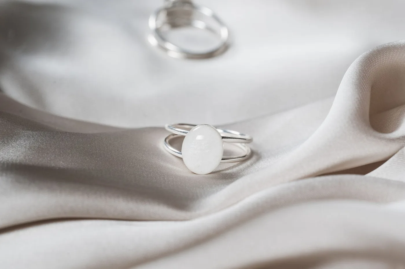 Cremation Double Band Oval Ring- Sterling Silver — product image 1