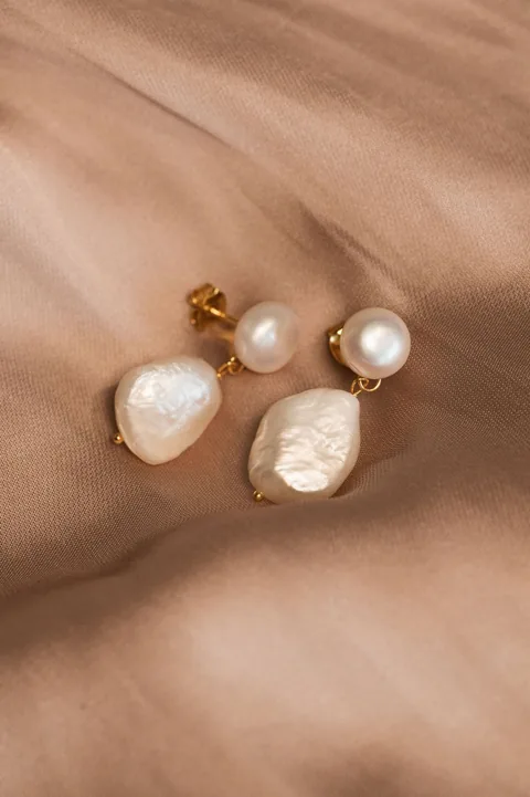 Double Pearl Drop Earrings — product image 1
