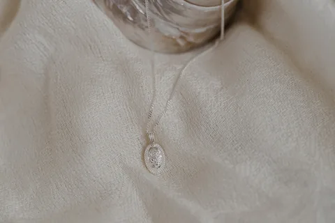 Forget-Me-Not Oval Cremains Urn Necklace - Sterling Silver — product image 15