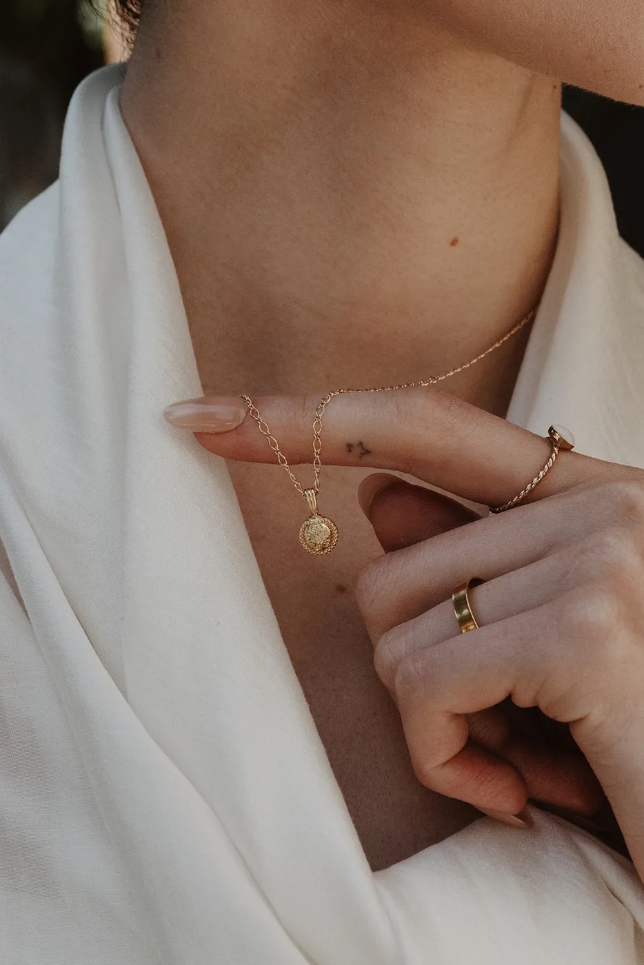 Forget-Me-Not Circle Cremains Urn Necklace — product image 2