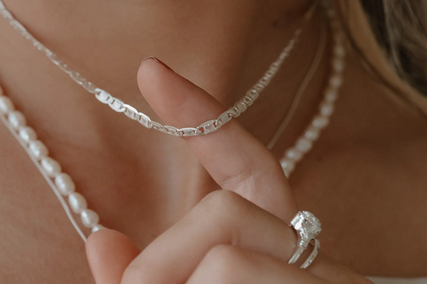 Valentino Heart Chain Necklace - Sterling Silver — product image 4