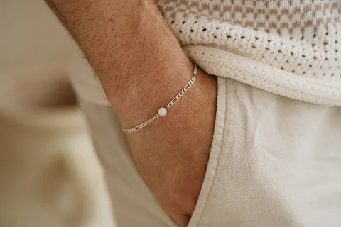 Cremation Thick Figaro Bracelet- Sterling Silver — product image 4
