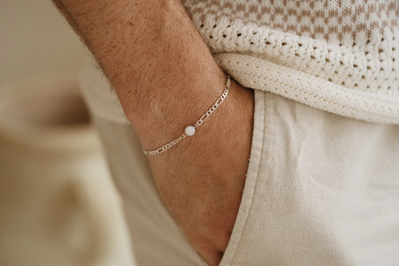 Cremation Thick Figaro Bracelet- Sterling Silver — product image 4