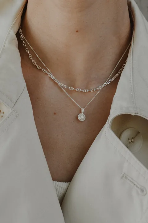 Forget-Me-Not Circle Cremains Urn Necklace - Sterling Silver — product image 2