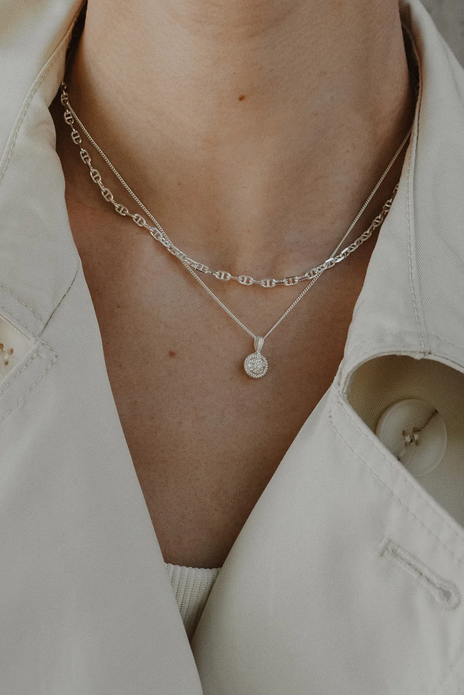 Forget-Me-Not Circle Cremains Urn Necklace - Sterling Silver — product image 2