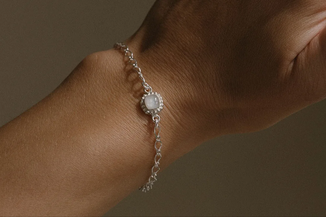 Cremation Zinnia Bracelet- Sterling Silver — product image 1