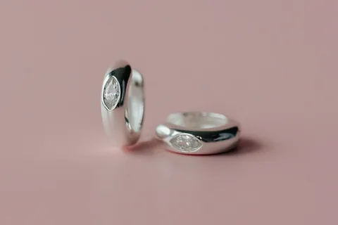 Marquise Cut Diamond Hoops - Sterling silver — product image 7