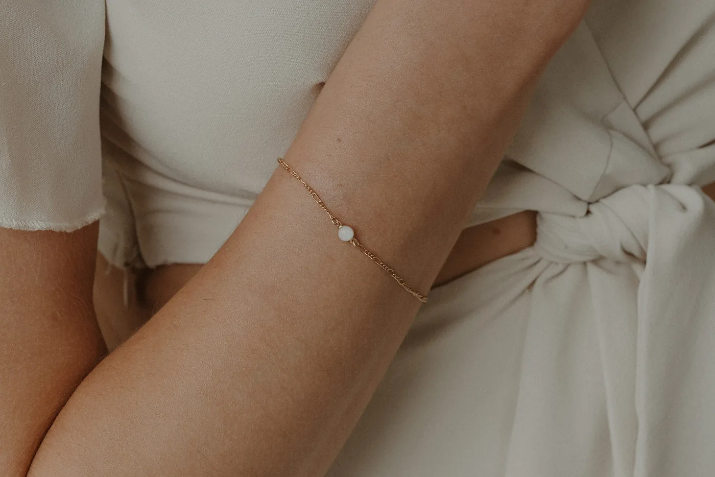 Mothers Milk Figaro Chain Bracelet- 14K Solid Gold — product image 3