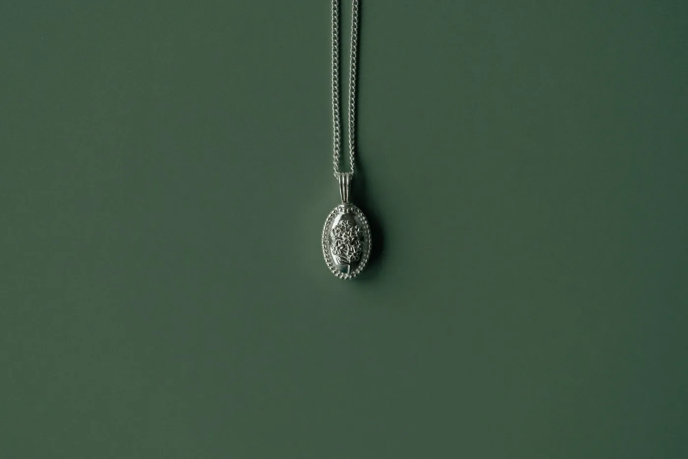 Forget-Me-Not Oval Cremains Urn Necklace - Sterling Silver — product image 16