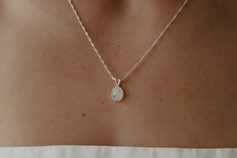 Cremation Oval Crown Necklace - Sterling Silver — product image 1