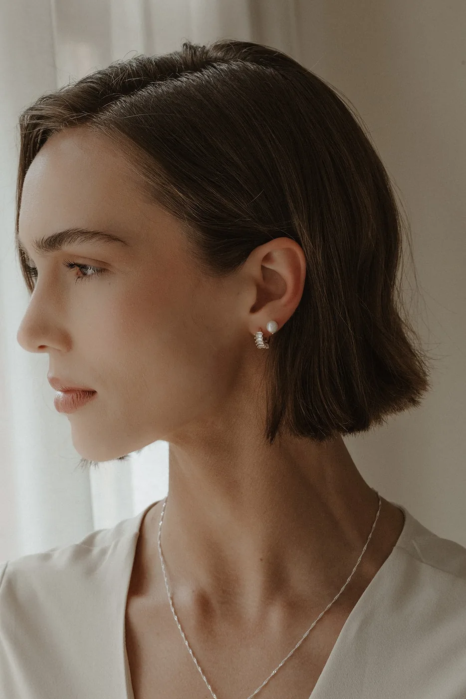 Baguette Diamond Hoop Earrings - 14k Gold Filled — product image 2