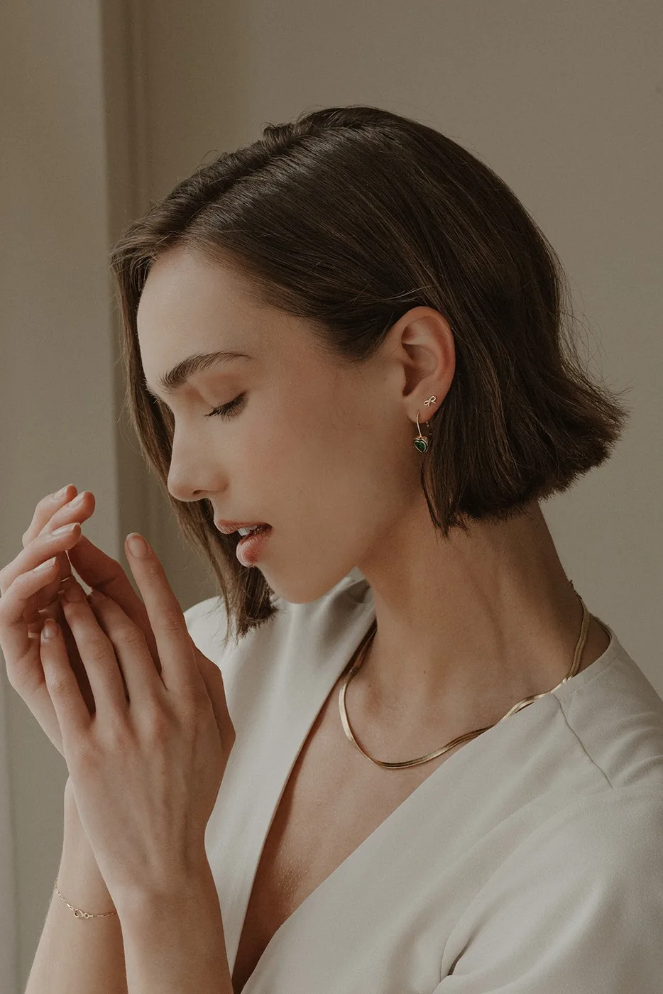 Emerald Heart Earrings- 14K Gold Filled — product image 4
