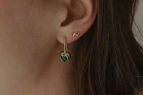 Emerald Heart Earrings- 14K Gold Filled — product image 1