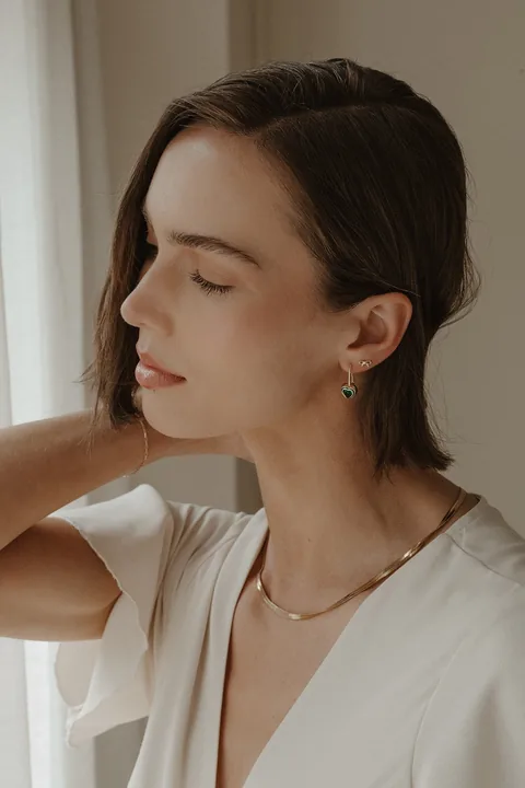 Emerald Heart Earrings- 14K Gold Filled — product image 5