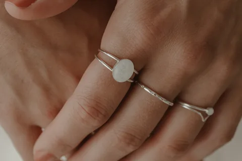 Cremation Double Band Oval Ring- Sterling Silver — product image 2