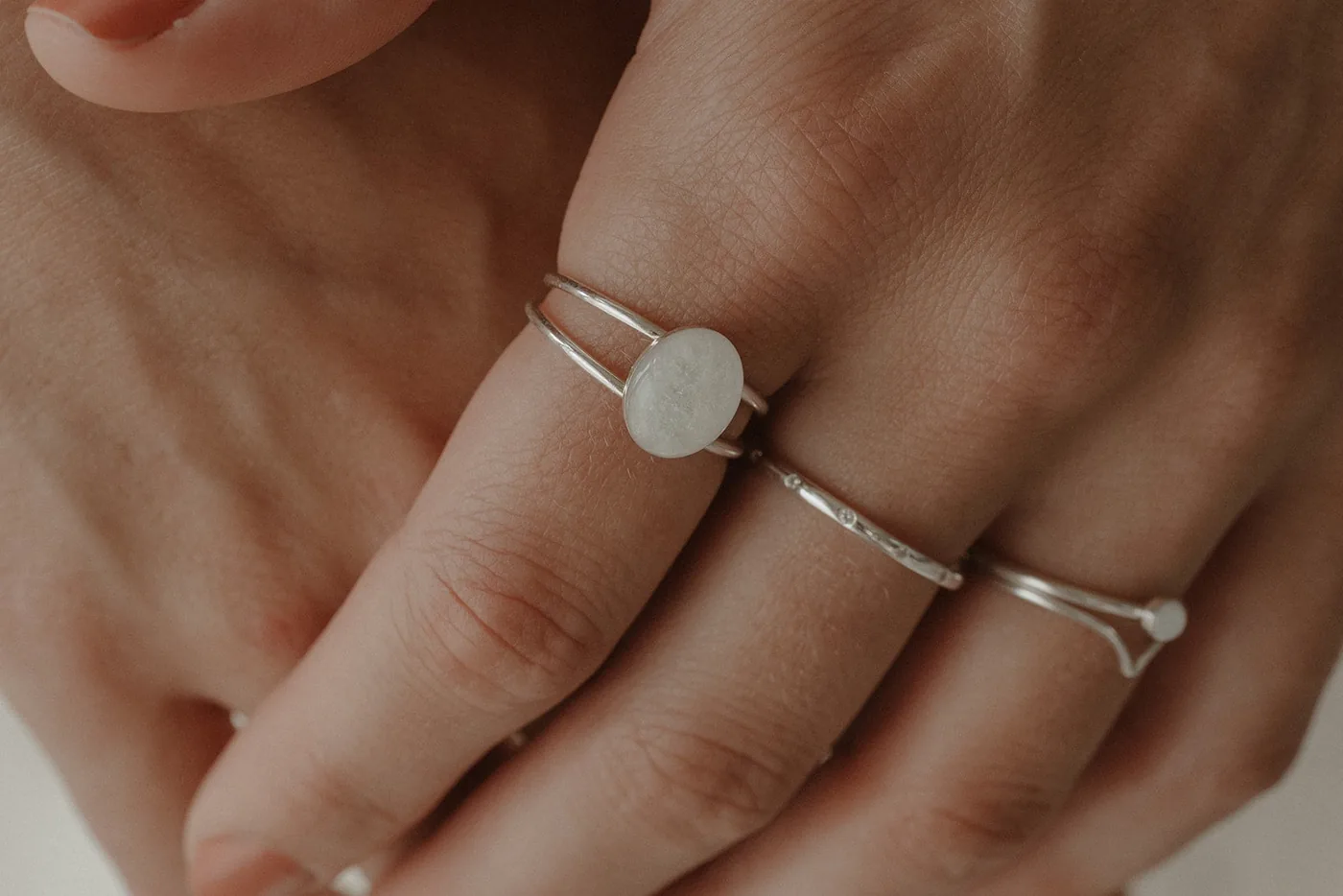 Cremation Double Band Oval Ring- Sterling Silver — product image 2