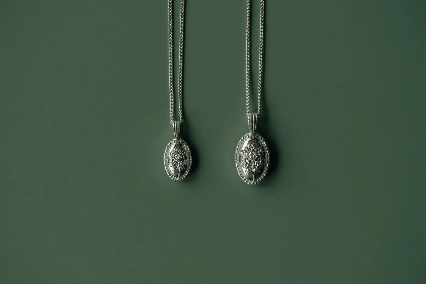 Forget-Me-Not Oval Cremains Urn Necklace - Sterling Silver — product image 3