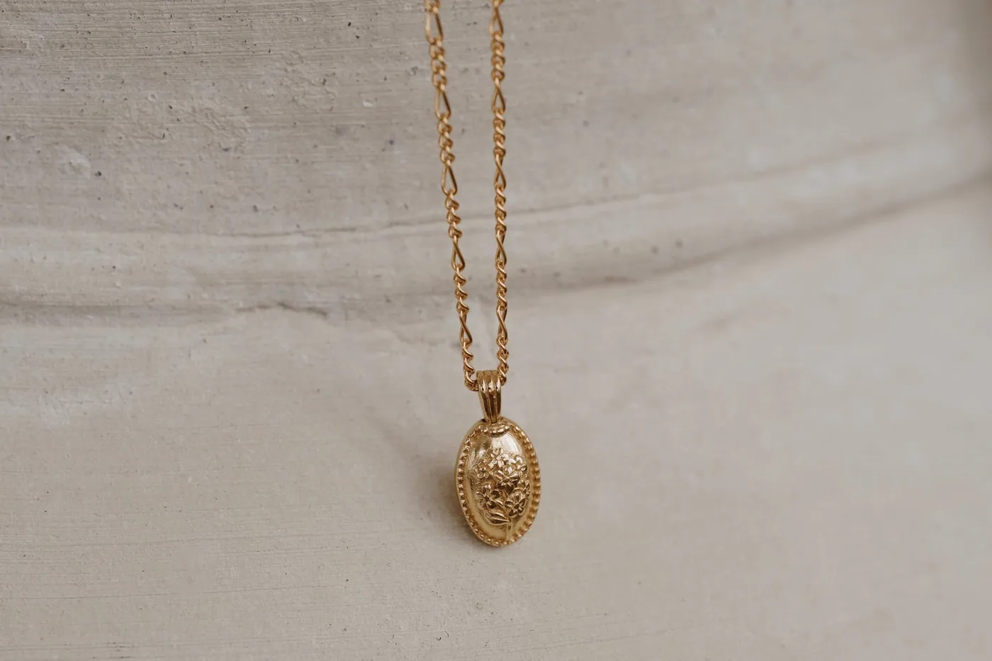 Forget-Me-Not Oval Cremains Urn Necklace — product image 1