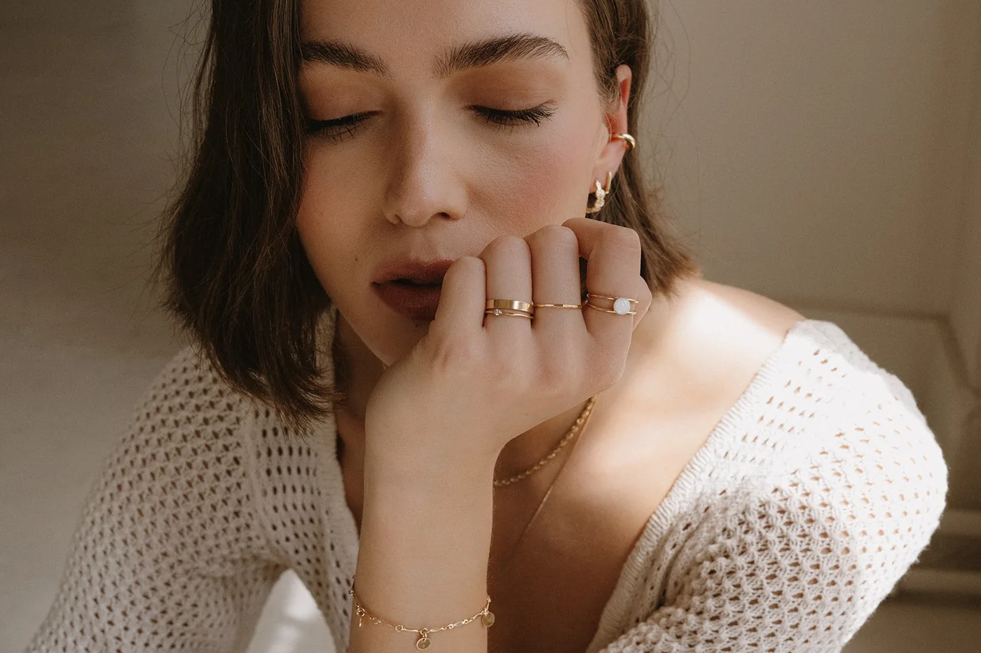 Hammered Skinny Ring - 14k Gold Filled — product image 4