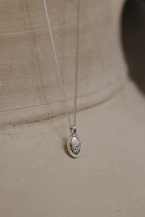 Forget-Me-Not Oval Cremains Urn Necklace - Sterling Silver — product image 5