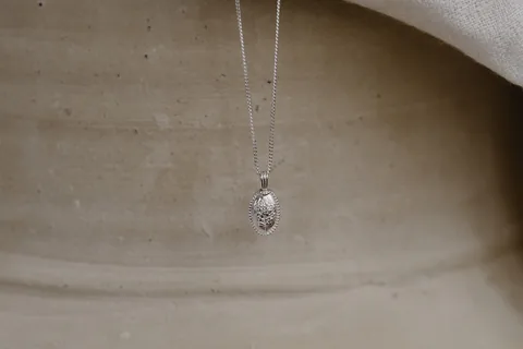 Forget-Me-Not Oval Cremains Urn Necklace - Sterling Silver — product image 6