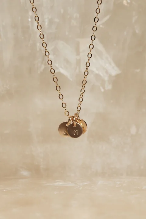 Mini Initial Pendant Flat Cable Necklace - Personalized - 14k Gold Filled — product image 4