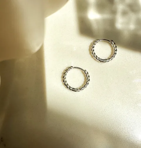 Roped Hinge Hoops - Sterling Silver — product image 2