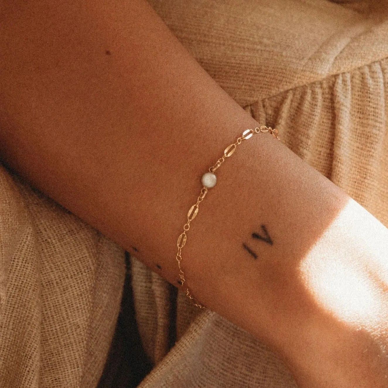 Cremation Sequin Chain Bracelet- 14k Gold Filled — product image 2
