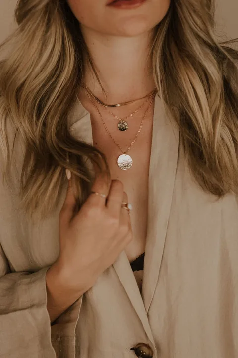 Hammered Medallion Necklace - 14K Gold Filled — product image 2