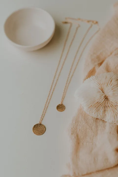 Hammered Medallion Necklace - 14K Gold Filled — product image 9