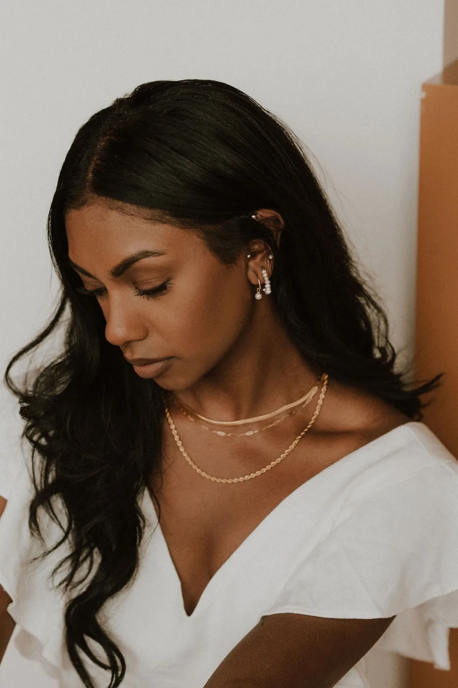 Pearl Huggie Hoops - 14k Gold Filled — product image 8