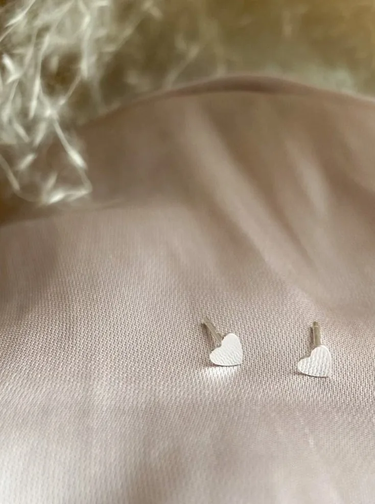 Mini Heart Stud Earrings - Sterling Silver — product image 2