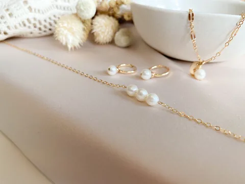 Three Pearl Necklace - 14k Gold Filled — product image 3