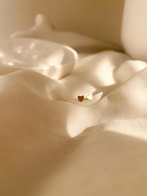 Mini Heart Stud Earrings - 14k Gold Filled — product image 2