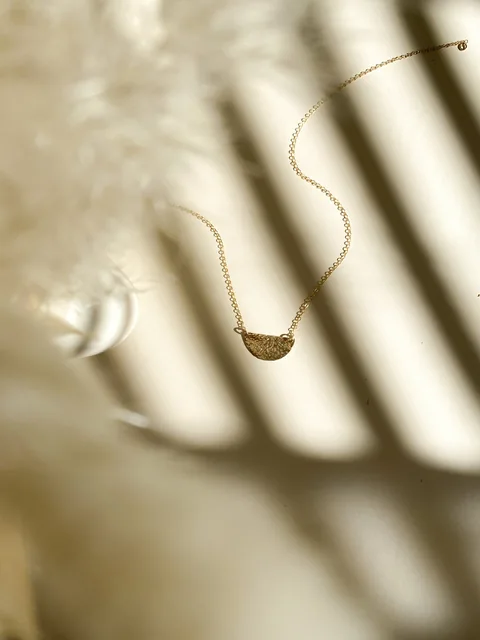 Hammered Half Moon Necklace - 14K Gold Filled — product image 9