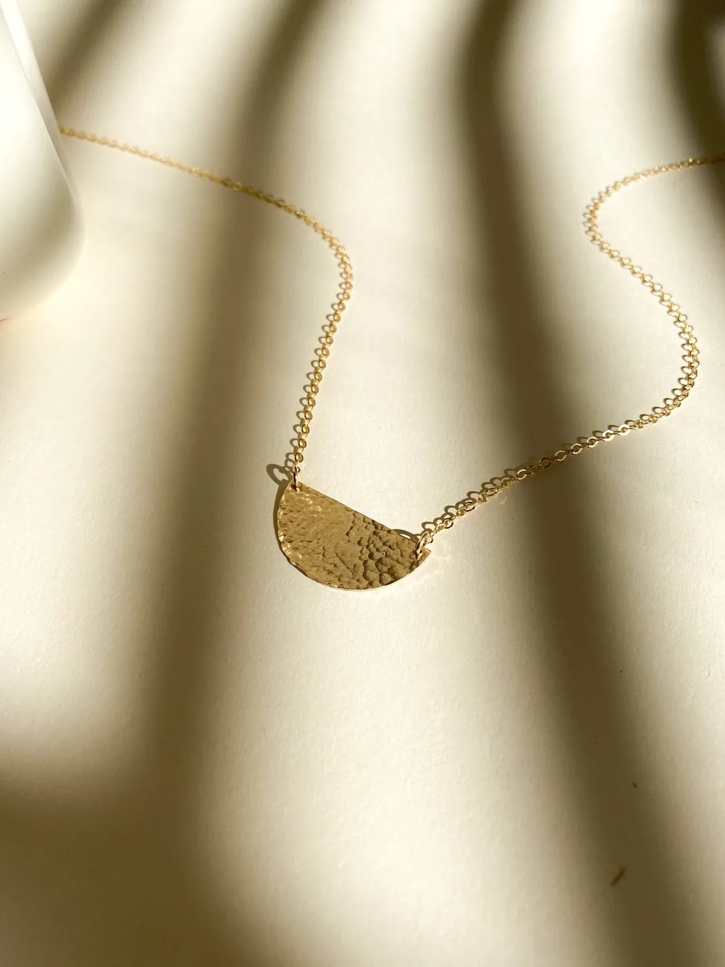 Hammered Half Moon Necklace - 14K Gold Filled — product image 10
