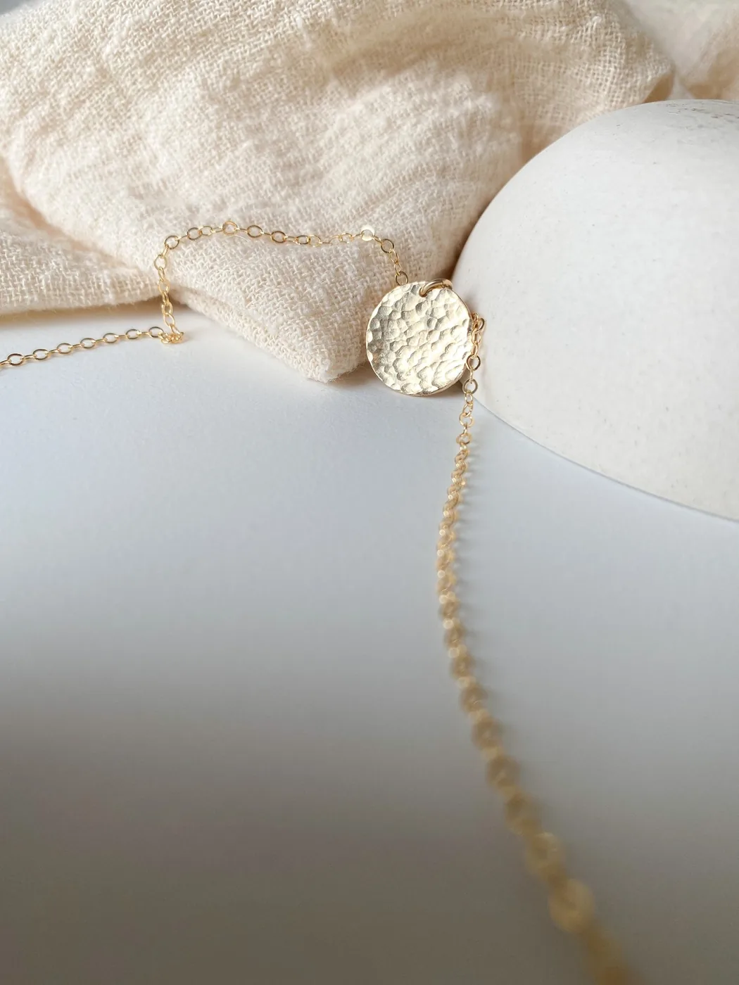 Hammered Medallion Necklace - 14K Gold Filled — product image 11