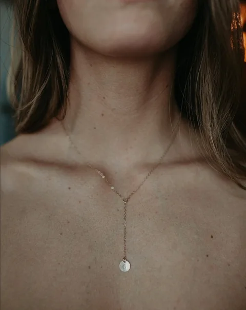 Flat Cable Drop Necklace - Personalized - 14k Gold Filled — product image 1