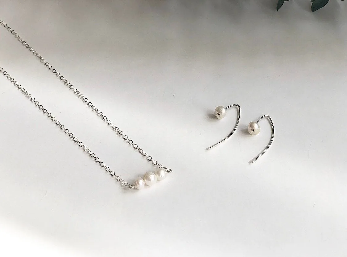 Three Pearl Necklace - Sterling Silver — product image 9