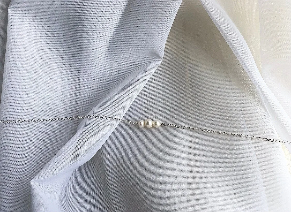 Three Pearl Necklace - Sterling Silver — product image 2