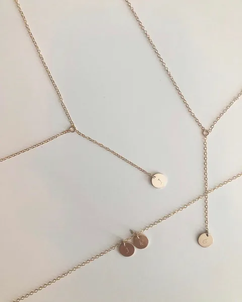 Flat Cable Drop Necklace - Personalized - 14k Gold Filled — product image 2