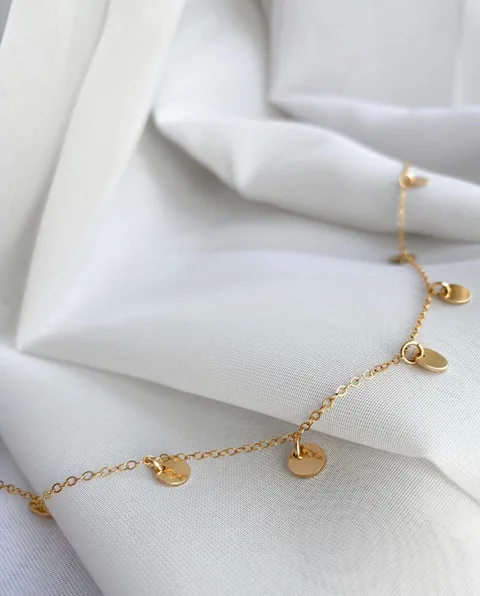 Multi-Pendant Flat Cable Necklace - Personalized - 14k Gold Filled — product image 1