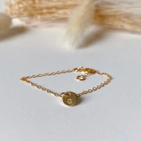 Toddler & Baby Flat Cable Bracelet- Personalized- 14k Gold Filled — product image 2