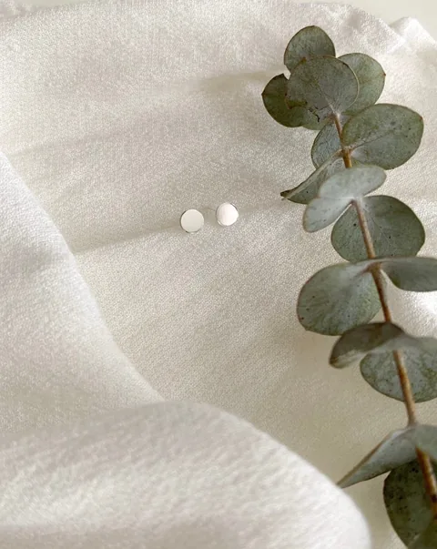 Flat Round Stud Earrings - Sterling Silver — product image 9